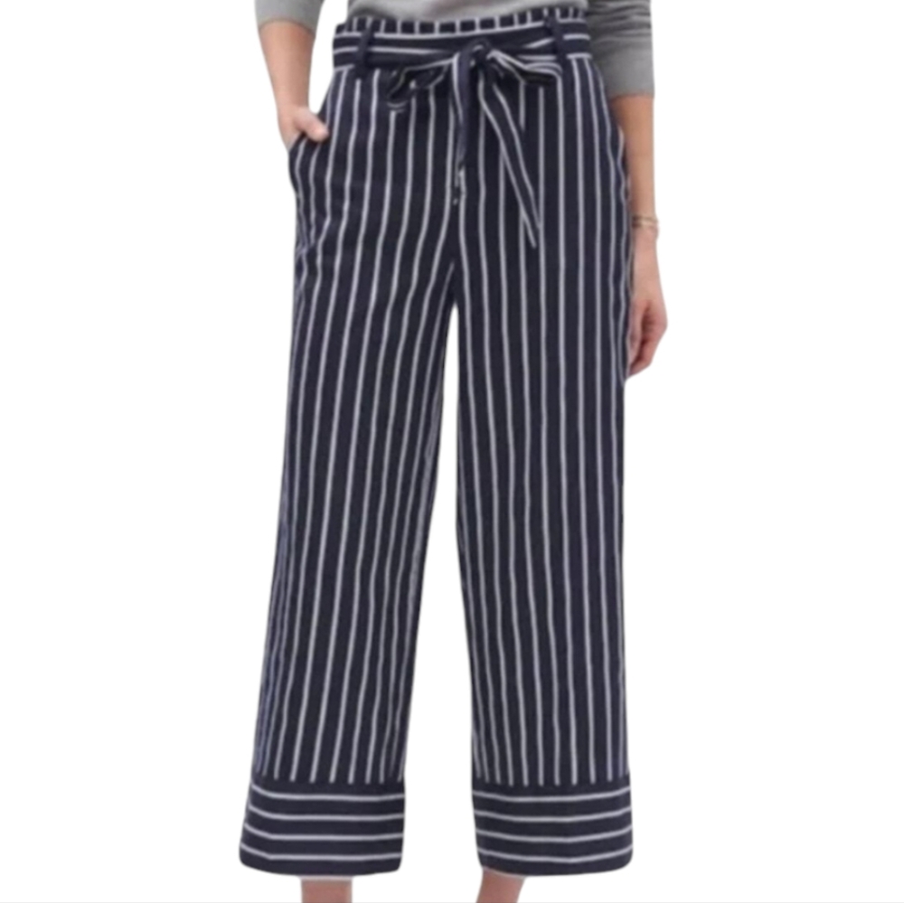 Banana Republic blue White and Red Striped Gaucho Wide Leg Cropped Pants Size 6